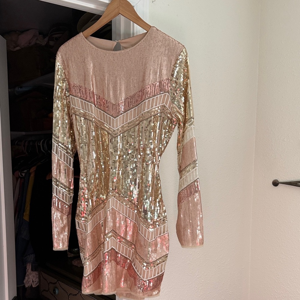 Sequin Long Sleeve Dress